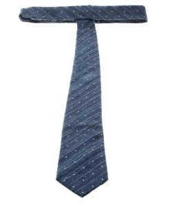 Emporio Armani Blue Textured Wool And Silk Dotted Tie For Men 8 Emporio Armani Blue Textured Wool And Silk Dotted Tie For Men -Emporio Armani sale luxury men emporio armani new accessories p167272 001