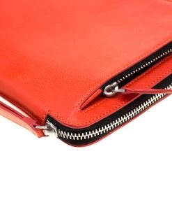 Emporio Armani Coral Orange Leather Zip Around IPad Case For Men -Emporio Armani sale luxury men emporio armani new accessories p201668 010