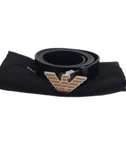 Emporio Armani Black Leather One Size Belt 110CM For Men -Emporio Armani sale luxury men emporio armani new accessories p2540 006