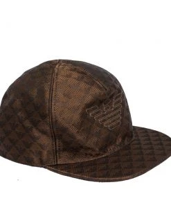 Emporio Armani Brown Monogram Logo Embroidered Baseball Cap S For Men