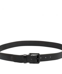 Emporio Armani Black Embossed Logo Leather Douglas Classic Belt 105CM For Men