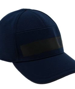 Emporio Armani Blue And Black Ribbed Logo Cap Size L- XL For Men