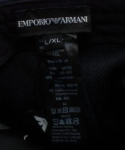 Emporio Armani Blue And Black Ribbed Logo Cap Size L- XL For Men -Emporio Armani sale luxury men emporio armani new accessories p53459 005