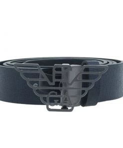 Emporio Armani Navy Blue Saffiano Leather Eagle Buckle One Size Belt For Men -Emporio Armani sale luxury men emporio armani new accessories p54316 003