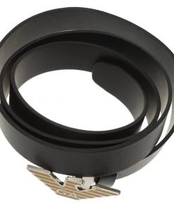 Emporio Armani Black Leather Eagle Buckle One Size Belt For Men -Emporio Armani sale luxury men emporio armani new accessories p59074 003