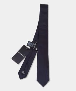 Emporio Armani Night Blue Silk Skinny Tie For Men