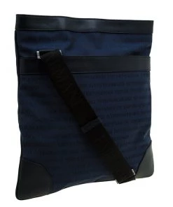 Emporio Armani Blue/Black Fabric And Leather Logoed Messenger Bag For Men -Emporio Armani sale luxury men emporio armani new bags p47537 0003