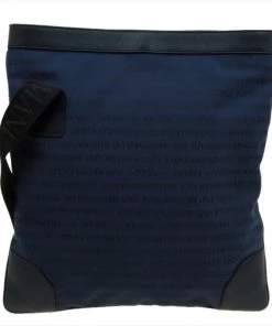 Emporio Armani Blue/Black Fabric And Leather Logoed Messenger Bag For Men -Emporio Armani sale luxury men emporio armani new bags p47537 0004