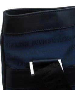 Emporio Armani Blue/Black Fabric And Leather Logoed Messenger Bag For Men -Emporio Armani sale luxury men emporio armani new bags p47537 0007