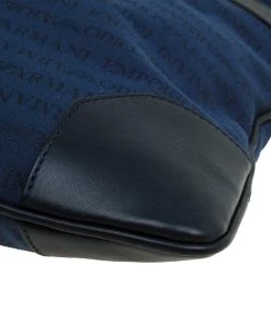 Emporio Armani Blue/Black Fabric And Leather Logoed Messenger Bag For Men -Emporio Armani sale luxury men emporio armani new bags p47537 0011