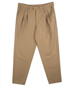 Emporio Armani Beige Felt Pleated Trousers XXL For Men