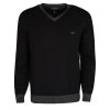 Emporio Armani Black Contrast Rib Trim And Elbow Patch Detail V Neck Sweater M For Men -Emporio Armani sale luxury men emporio armani new clothes p117244 001