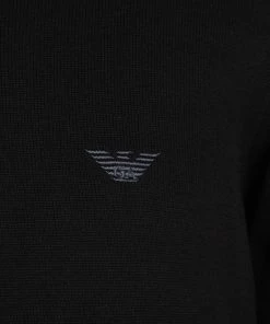 Emporio Armani Black Contrast Rib Trim And Elbow Patch Detail V Neck Sweater M For Men -Emporio Armani sale luxury men emporio armani new clothes p117244 004