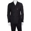 Emporio Armani Dark Grey Patterned Jacquard Wool Double Breasted Blazer M For Men