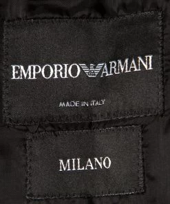 Emporio Armani Dark Grey Patterned Jacquard Wool Double Breasted Blazer M For Men -Emporio Armani sale luxury men emporio armani new clothes p158395 0005