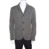 Emporio Armani Grey Textured Chunky Knit Wool Blend Jacket L For Men