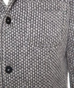 Emporio Armani Grey Textured Chunky Knit Wool Blend Jacket L For Men -Emporio Armani sale luxury men emporio armani new clothes p158460 0004