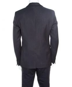 Emporio Armani Grey Wool Fingerprint Lined Tailored Blazer XXL For Men -Emporio Armani sale luxury men emporio armani new clothes p167659 007