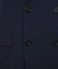 Emporio Armani Navy Blue Nylon Fingerprint Lined Double Breasted Jacket XL For Men -Emporio Armani sale luxury men emporio armani new clothes p167664 007