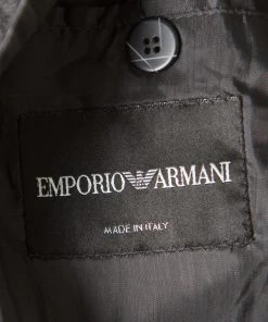 Emporio Armani Grey Horizontal Striped Wool And Cotton Two Button Blazer XL For Men -Emporio Armani sale luxury men emporio armani new clothes p168320 002