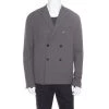 Emporio Armani Grey Textured Double Breasted Blazer XL For Men -Emporio Armani sale luxury men emporio armani new clothes p168565 001