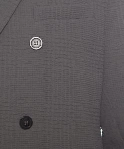 Emporio Armani Grey Textured Double Breasted Blazer XL For Men -Emporio Armani sale luxury men emporio armani new clothes p168565 005