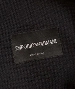 Emporio Armani Black Lattice Embossed Cotton Shawl Lapel Blazer XXL For Men -Emporio Armani sale luxury men emporio armani new clothes p169314 003