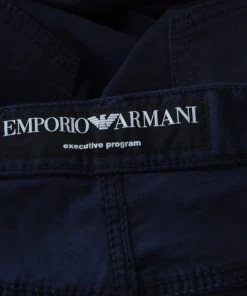 Emporio Armani Emporia Armani Navy Blue Cotton Stretch Regular Fit Trousers M For Men -Emporio Armani sale luxury men emporio armani new clothes p198475 006