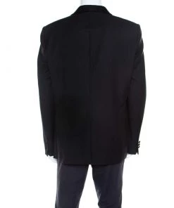Emporio Armani Black Wool Satin Shawl Lapel Tuxedo Blazer 4XL For Men -Emporio Armani sale luxury men emporio armani new clothes p206280 002