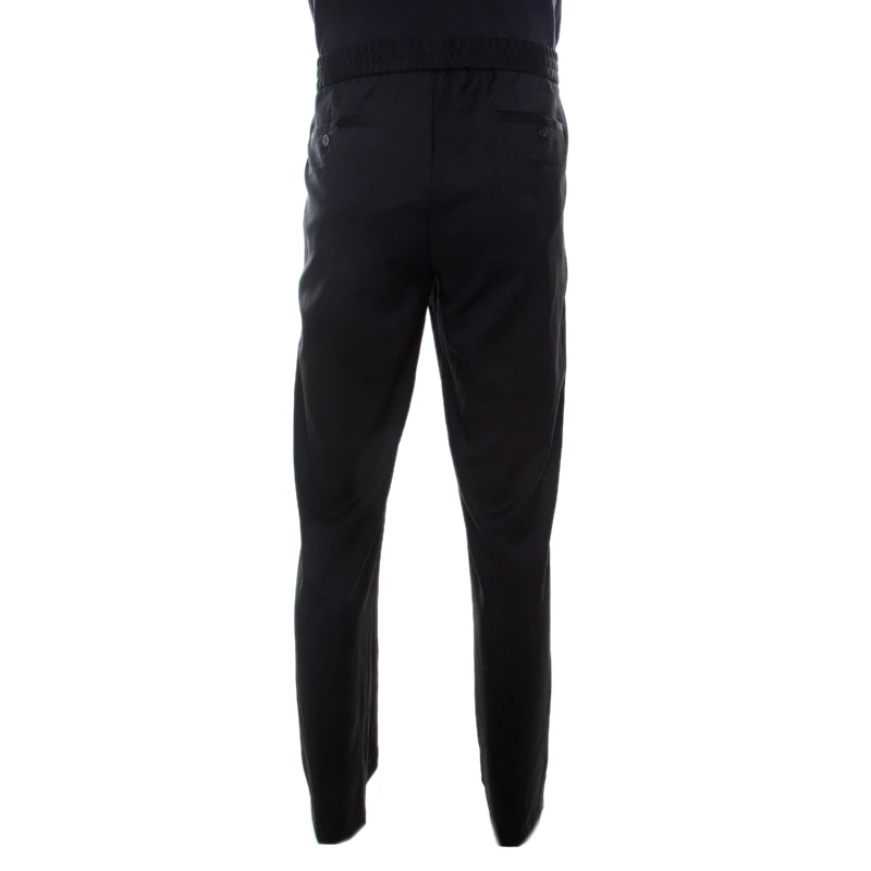 Emporio Armani Black Wool Elasticized Waist Straight Fit Trousers XL For Men 5 Emporio Armani Black Wool Elasticized Waist Straight Fit Trousers XL For Men - Image 3