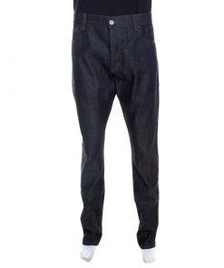 Emporio Armani Indigo Dark Wash Denim Studded Pocket Detail Tapered Jeans XXL For Men