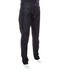 Emporio Armani Black Dark Wash Denim Studded Pocket Detail Tapered Jeans XL For Men -Emporio Armani sale luxury men emporio armani new clothes p206342 002