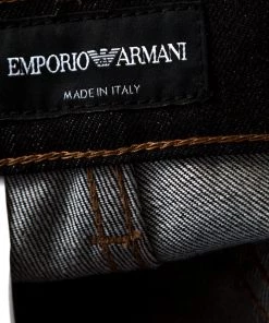 Emporio Armani Black Dark Wash Denim Studded Pocket Detail Tapered Jeans XL For Men -Emporio Armani sale luxury men emporio armani new clothes p206342 007