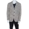 Emporio Armani Grey And Beige Cotton Blend Tweed Blazer L For Men -Emporio Armani sale luxury men emporio armani new clothes p209500 002