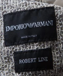 Emporio Armani Grey And Beige Cotton Blend Tweed Blazer L For Men -Emporio Armani sale luxury men emporio armani new clothes p209500 003