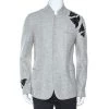 Emporio Armani Grey Wool Cut Out Detail Mandarin Collar Jacket XL For Men