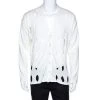 Emporio Armani Off White Cotton Cutout Detail Cardigan XXL For Men -Emporio Armani sale luxury men emporio armani new clothes p268749 006