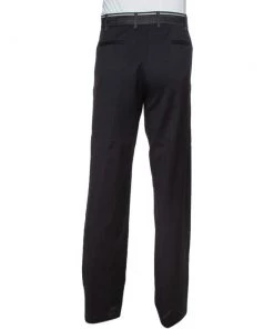 Emporio Armani Black Wool & Denim Waist Trim Trousers XL For Men -Emporio Armani sale luxury men emporio armani new clothes p330642 002
