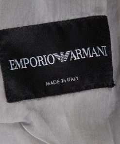 Emporio Armani Grey Linen & Cotton Leno Mesh Jacket XXL For Men -Emporio Armani sale luxury men emporio armani new clothes p333783 006