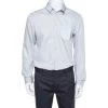 Emporio Armani Grey Textured Cotton Contrast Trim Shirt XL For Men -Emporio Armani sale luxury men emporio armani new clothes p364911 1607333269 006