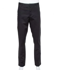 Emporio Armani Black Cotton Tailored Trousers 3XL For Men