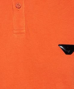 Emporio Armani Orange Cotton Contrast Trim Logo Patch Polo T-Shirt L For Men -Emporio Armani sale luxury men emporio armani new clothes p489209 003