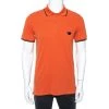 Emporio Armani Orange Cotton Contrast Trim Logo Patch Polo T-Shirt L For Men