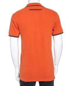 Emporio Armani Orange Cotton Contrast Trim Logo Patch Polo T-Shirt L For Men -Emporio Armani sale luxury men emporio armani new clothes p489209 007