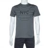 Emporio Armani Grey NYC Print Cotton Crew Neck T-Shirt S For Men -Emporio Armani sale luxury men emporio armani new clothes p491220 007