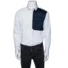 Emporio Armani White Cotton Contrast Synthetic Trim Detail Shirt L For Men -Emporio Armani sale luxury men emporio armani new clothes p491287 003