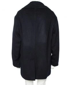 Emporio Armani Navy Blue Cashmere Double Breasted Coat XXXL For Men -Emporio Armani sale luxury men emporio armani new clothes p492031 001