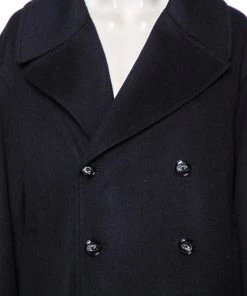 Emporio Armani Navy Blue Cashmere Double Breasted Coat XXXL For Men -Emporio Armani sale luxury men emporio armani new clothes p492031 004