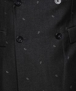 Emporio Armani Black Printed Wool Double Breasted Blazer M For Men -Emporio Armani sale luxury men emporio armani new clothes p560337 002