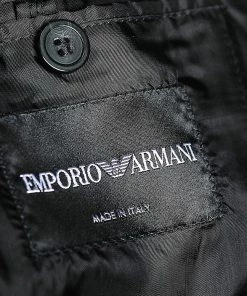 Emporio Armani Black Printed Wool Double Breasted Blazer M For Men -Emporio Armani sale luxury men emporio armani new clothes p560337 005